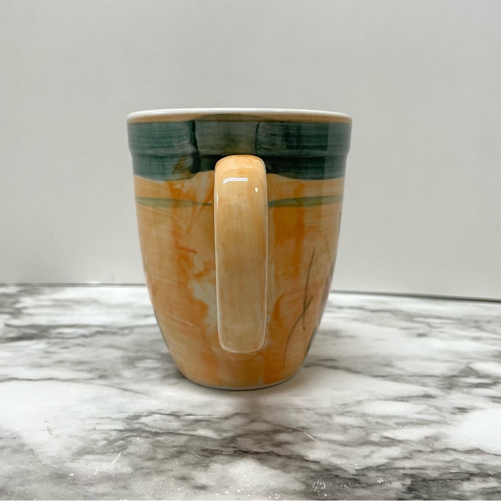 Gibson Antique Orchard 4” Coffee Mug Cup - Yellow and Green, Fruit, Handpainted - Picture 2 of 8